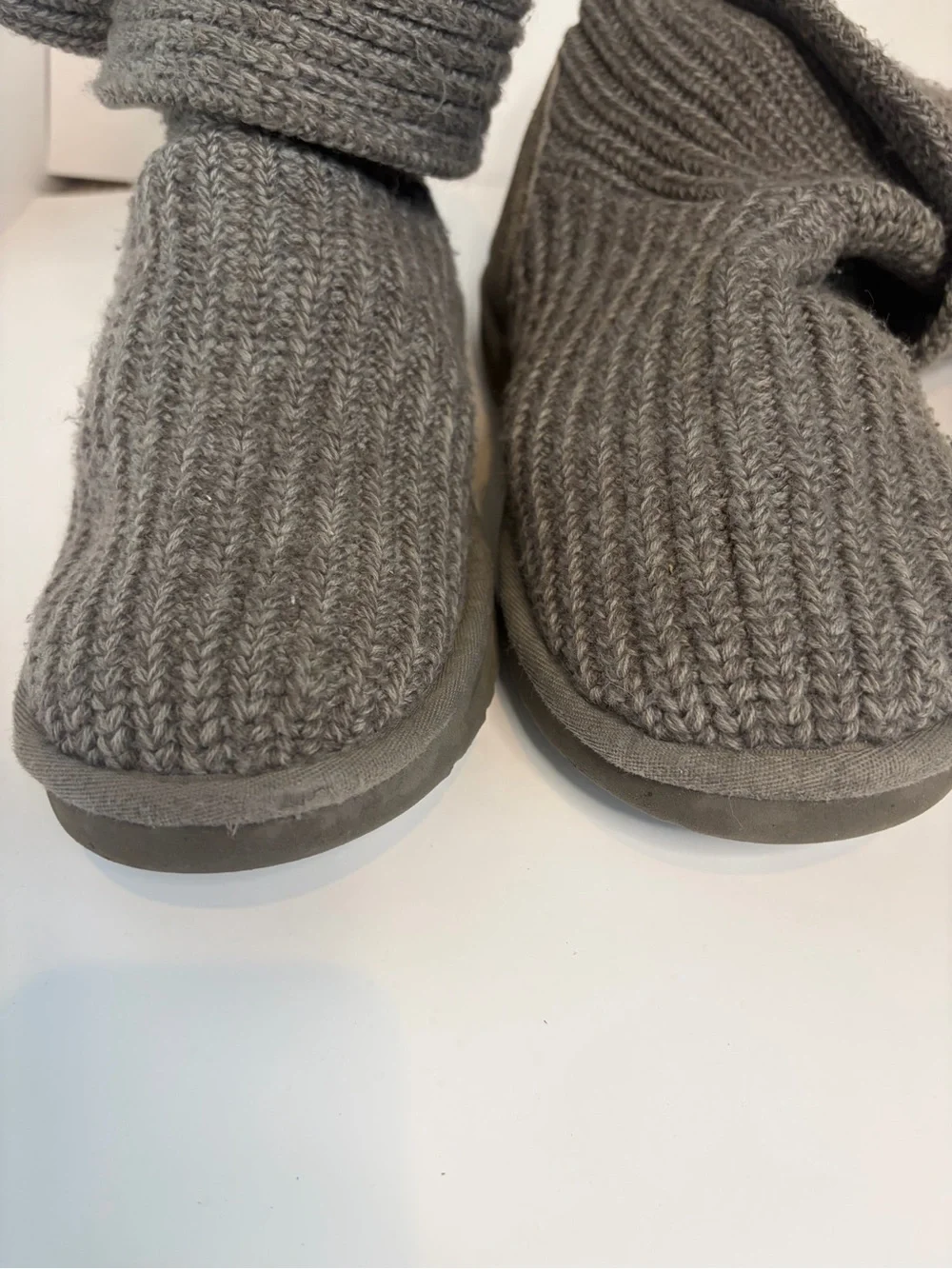 UGG Gray Sweater Knit Button Tall Women's Boots Size 9